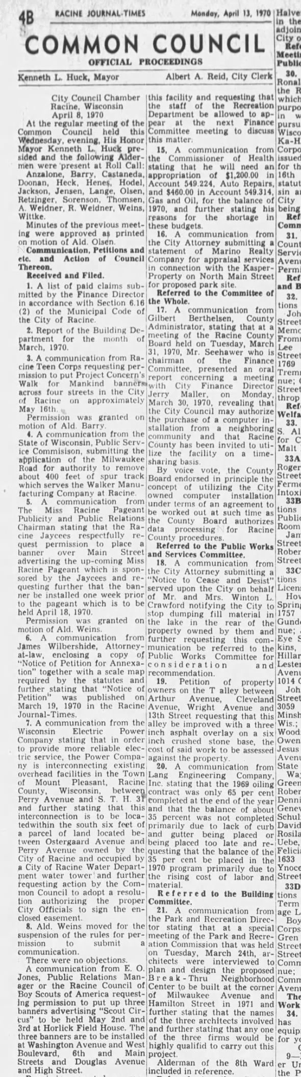 Clipping from The Journal Times
